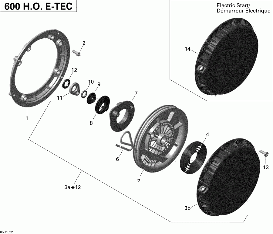  Ski Doo MXZ X 600HOE, 2013 - Rewind Starter