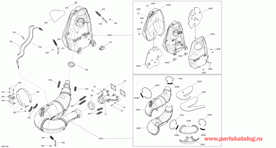 Skidoo MXZ X 600RS XP, 2013 ������ - Exhaust System