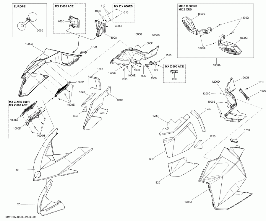 snowmobile Skidoo - Hood