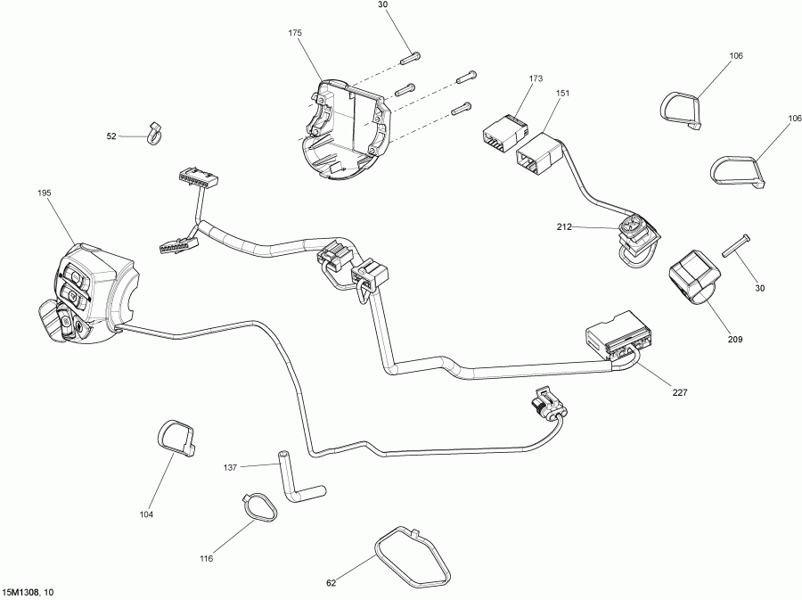 snowmobile BRP SkiDoo  RENEGADE ADRENALINE 800RE XP, 2013 - Steering Wiring Harness