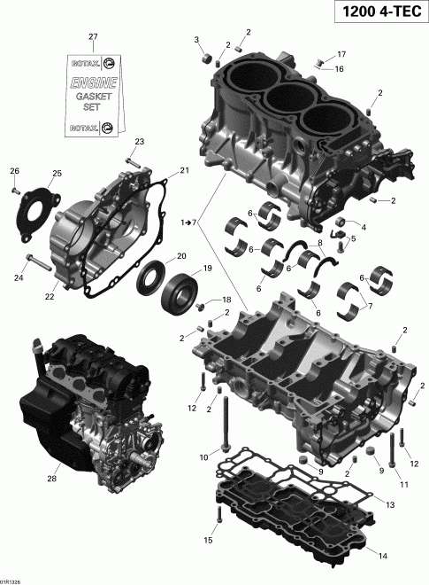 SkiDoo RENEGADE X & ADRENALINE 1200 XR, 2013 - Engine Block