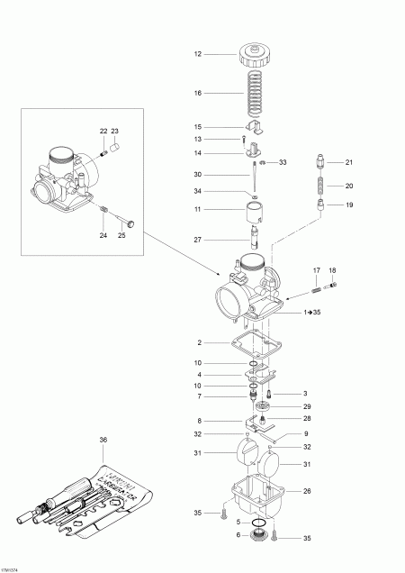 snowmobile Skidoo  Skandic WT 550F XU, 2013 - Carburetor