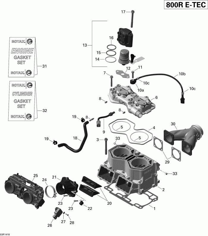 RENEGADE BACKCOUNTRY 800RETEC XS, 2014 - Cylinder And Injection System