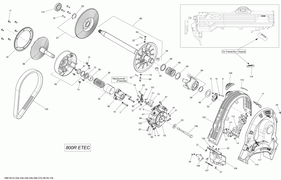 snowmobile  RENEGADE BACKCOUNTRY 800RETEC XS, 2014  - Pulley System 800r Etec