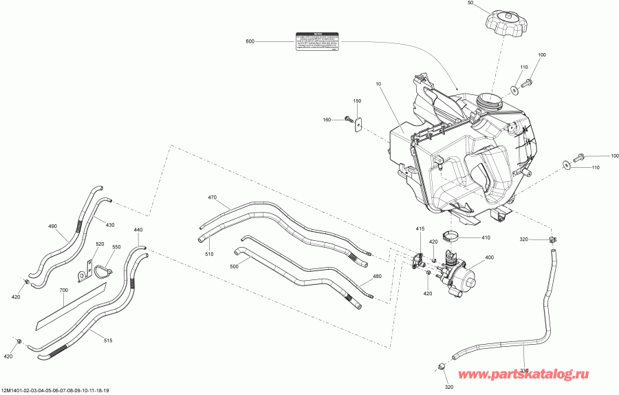 snowmobile  RENEGADE BACKCOUNTRY X 600HOE XS, 2014  - Oil System