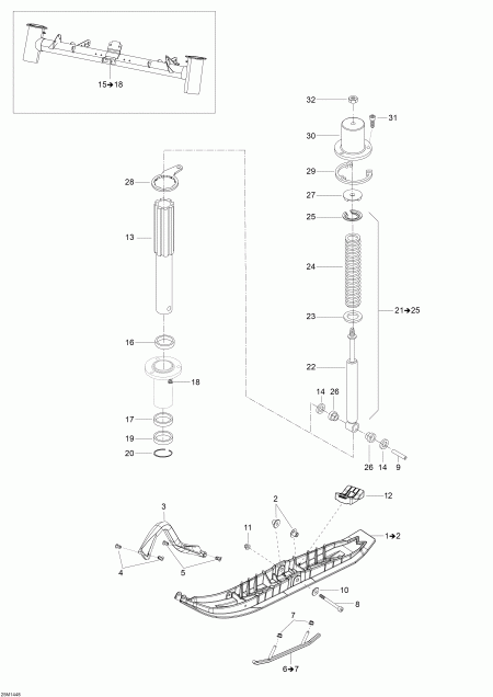  BRP SkiDoo Skandic SWT 550F XU, 2014 - Front Suspension And Ski