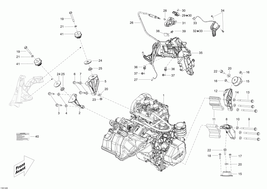  Skidoo Skandic SWT 600 ACE (4-strokes) XU, 2014 - Engine And Engine Support