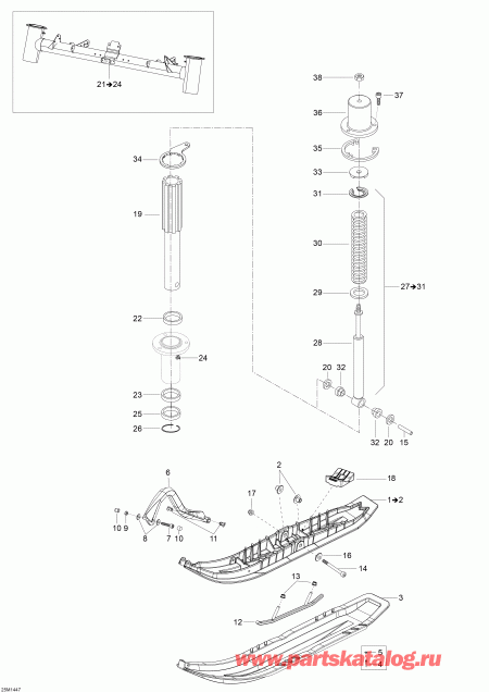   Skandic SWT 600HOETEC XU, 2014 - Front Suspension And Ski