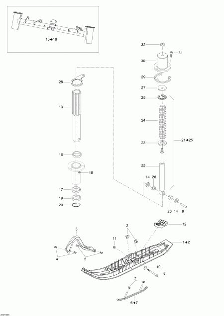 �������� Skidoo Skandic WT 600 ACE (4-strokes) XU, 2014 ������ - Front Suspension And Ski