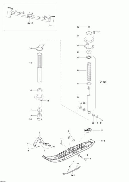 snowmobile   Skandic WT 600HOETEC XU, 2014 - Front Suspension And Ski