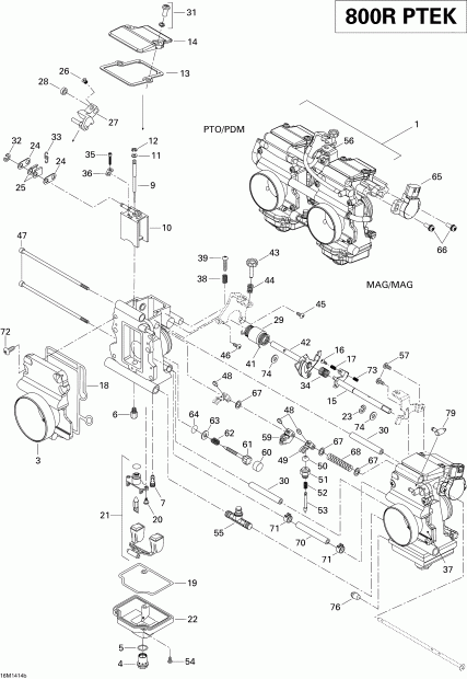 snowmobile Ski-doo SUMMIT SPORT 800R POWERTEK XP 154, 2014 ������ - Carburetor 800rptek