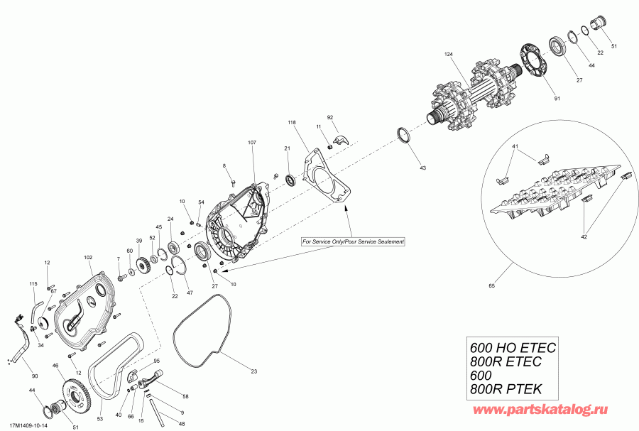 Skidoo SUMMIT X 800RE XM 154, 2014 - Drive System