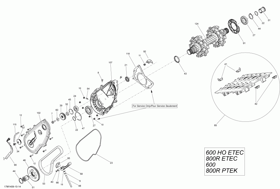 snowmobile BRP  SUMMIT X 800RE XM 163, 2014 - Drive System