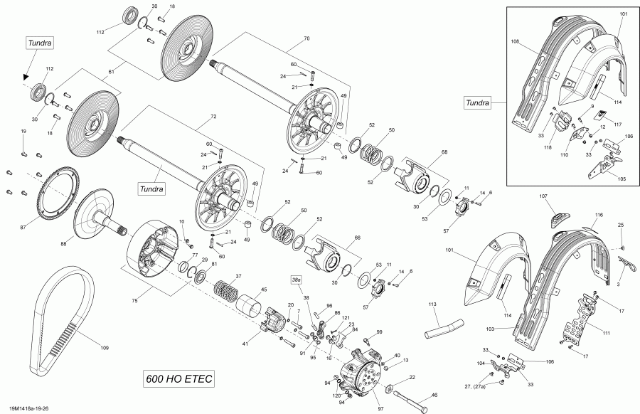 �������� Skidoo ����������� TUNDRA XTREME 600HOE XP, 2014 - Pulley System