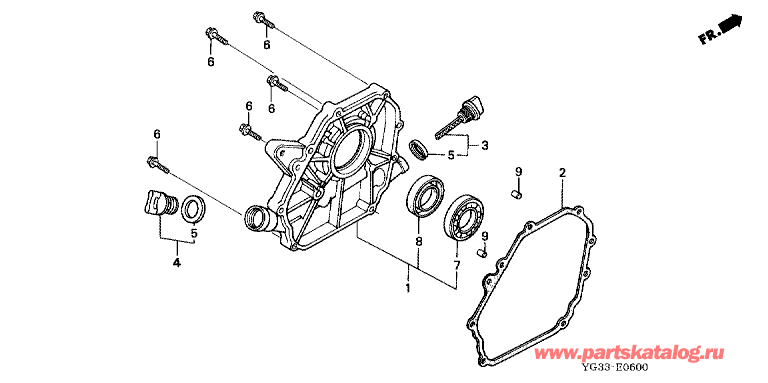 Бензиновая мотопомпа Honda WB30XT3 DRX: -  E-06 Крышка коленвала