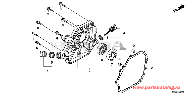 Мото-помпа Honda WH20XT EFX: - E-06 Crankcase Cover -  E-06 Крышка коленвала