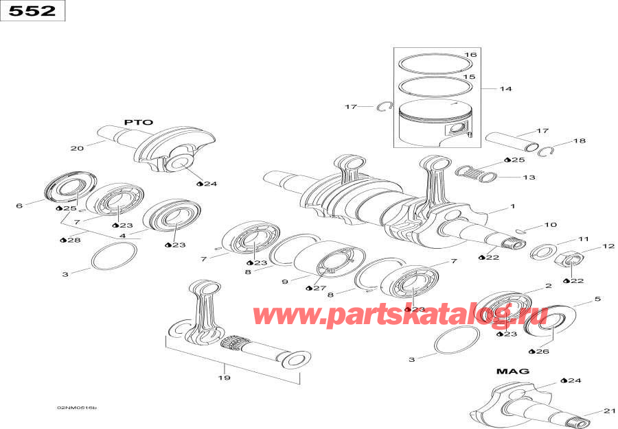 Snow mobile   -    552 / Crankshaft And Pistons 552