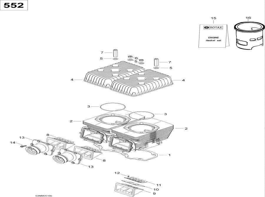 Snowmobiles lynx  - Cylinder And Cylinder Head, 552 -     , 552