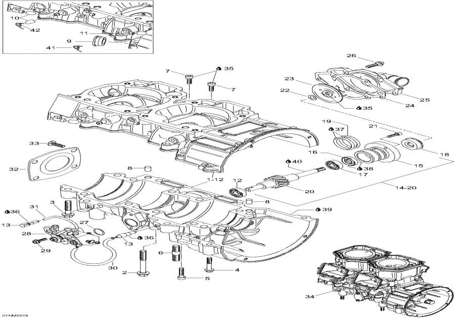 Snow mobile Lynx  - Crankcase -  