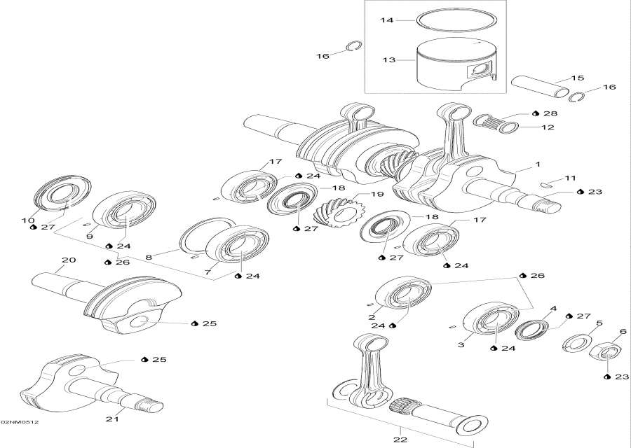 Snowmobiles   - Crankshaft And Pistons /   