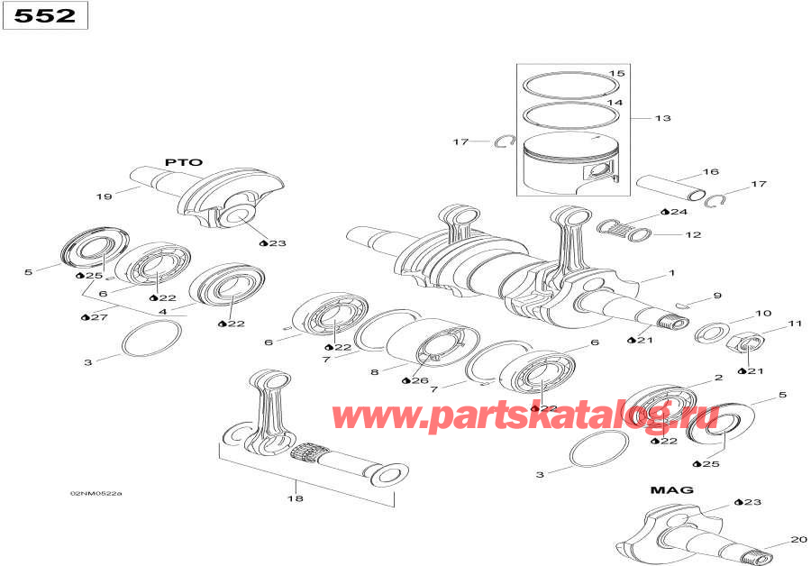 Snow mobile lynx  - Crankshaft, 552 / ��������, 552