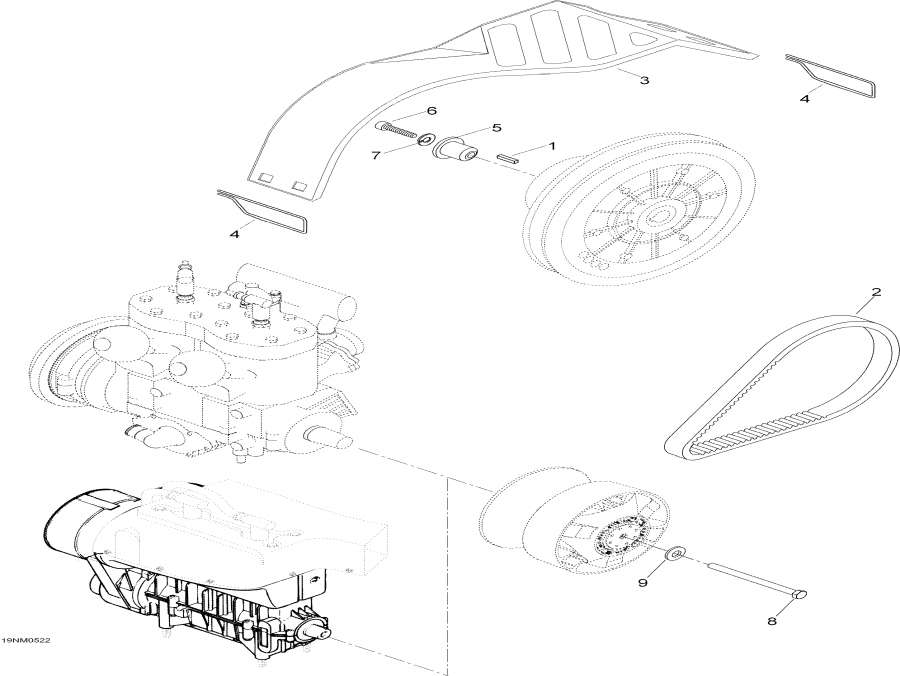 Snowmobile lynx  -  System / Pulley System