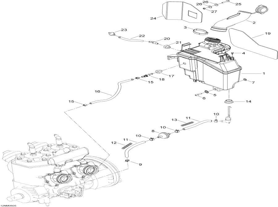 Snowmobile lynx  - �������� ��� � S����port / Oil Tank And Support