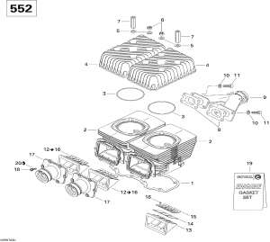 01- ,      V2b (01- Cylinder, Exhaust Manifold And Reed Valve V2b)