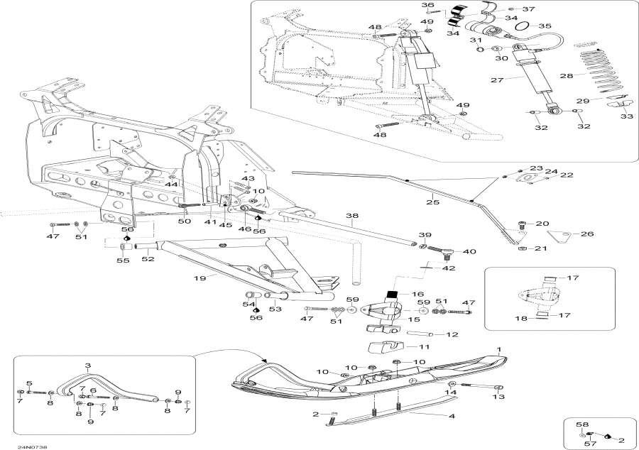 Snowmobile lynx  - Front Suspension And Ski