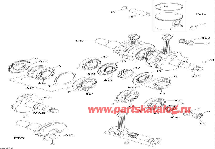 Snow mobile lynx  - �������� � ������ / Crankshaft And Pistons