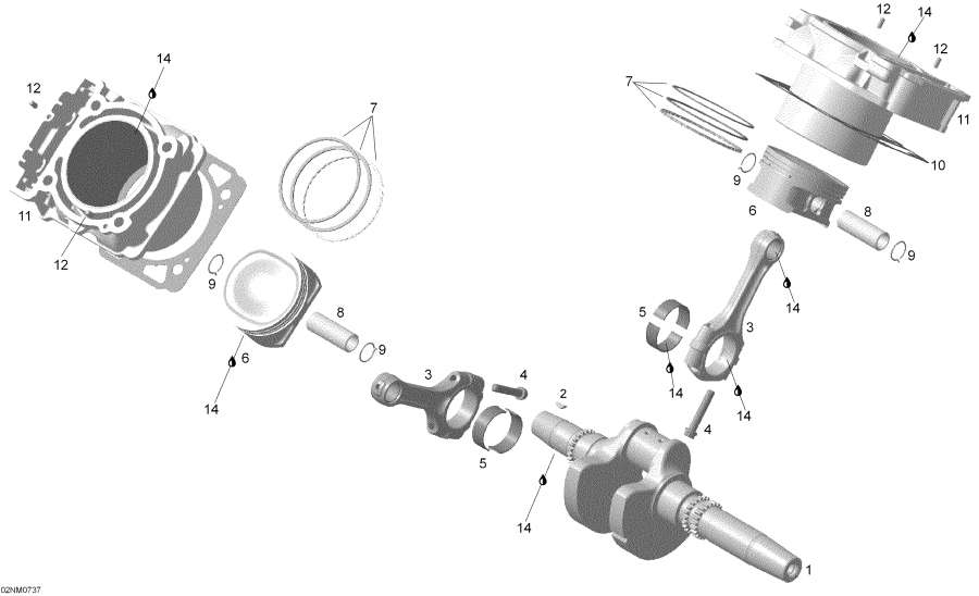 Snowmobile   - Cylinder And Crankshaft -   