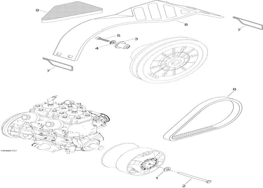 Snowmobile lynx  - Pulley System -  System