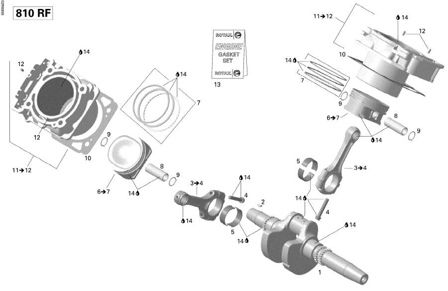 Snow mobile   - ,    / Crankshaft, Piston And Cylinder