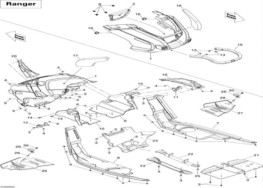 Snow mobile Lynx  - Bottom Pan /  