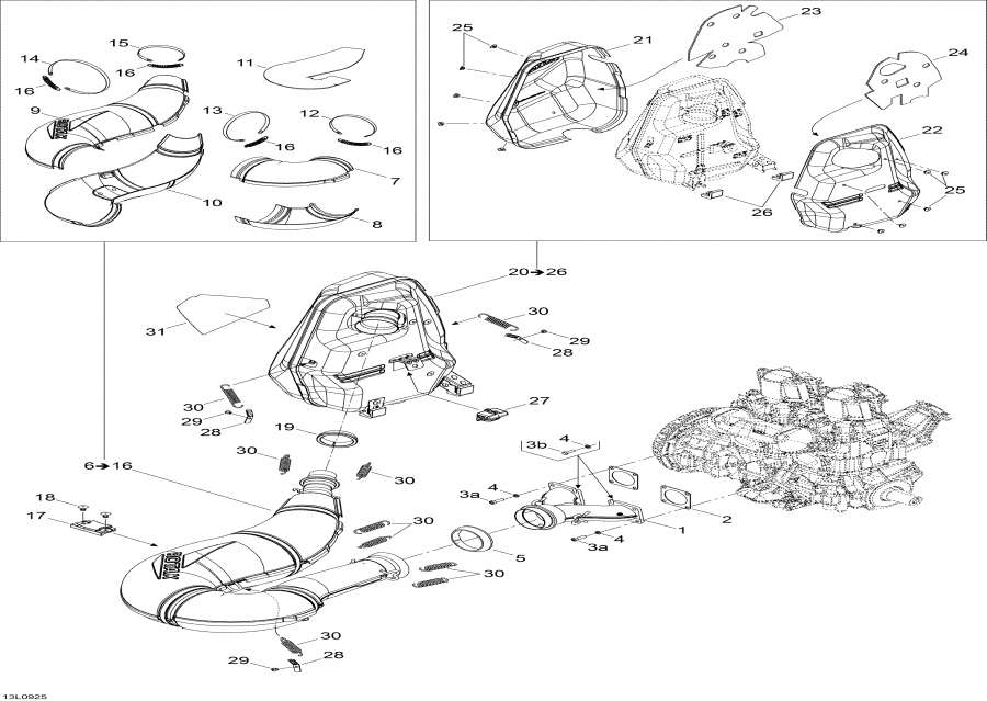 Snow mobile Lynx  - Exhaust System -  