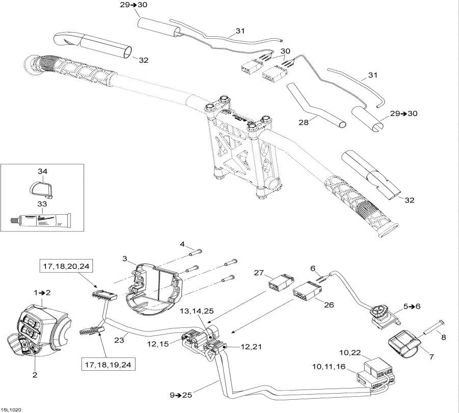 Snowmobile Lynx  - ������� ������� Wi������ ���� �������� / Steering Wiring Harness