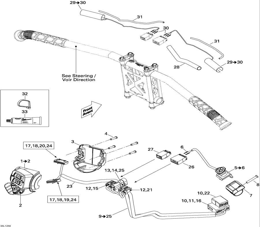 Snowmobiles lynx  - Steering Wiring Harness