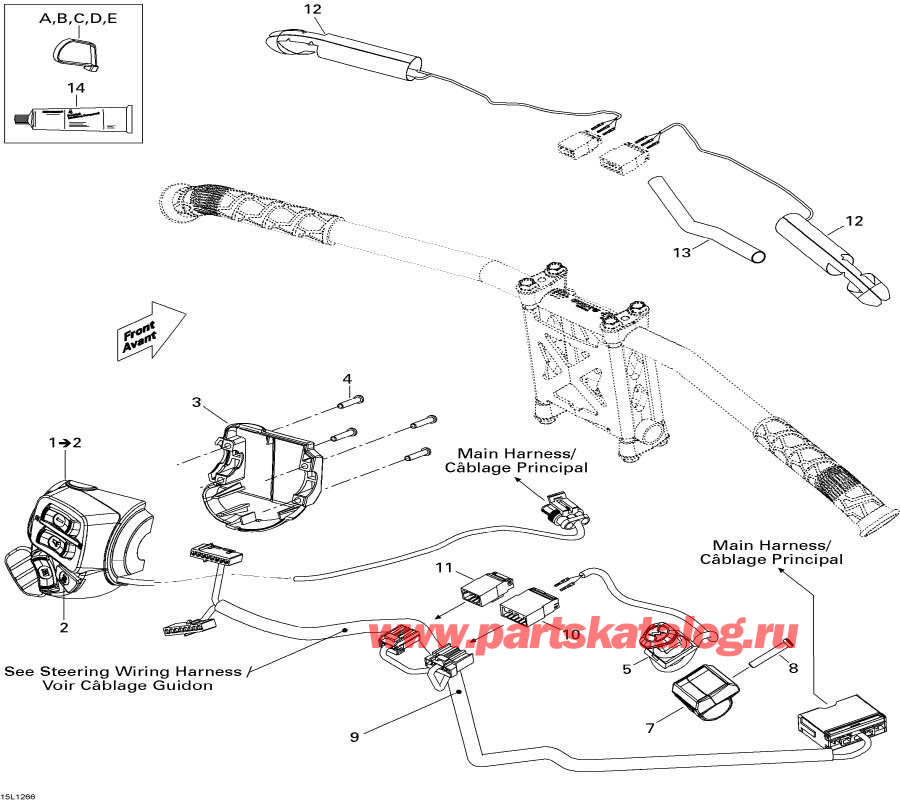 Snow mobile Lynx  - Steering Wiring Harness