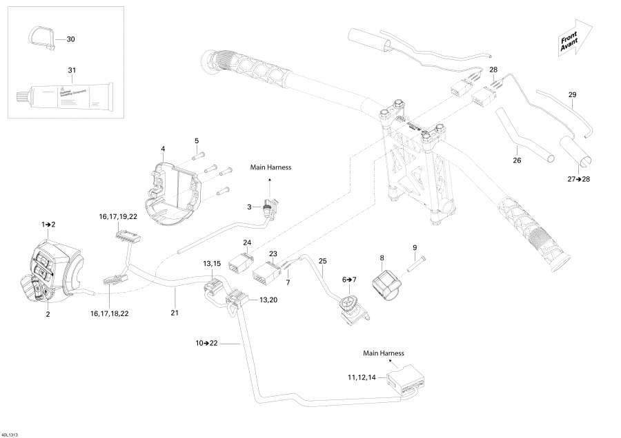 Snowmobiles lynx  - Steering Wiring Harness /   Wi  