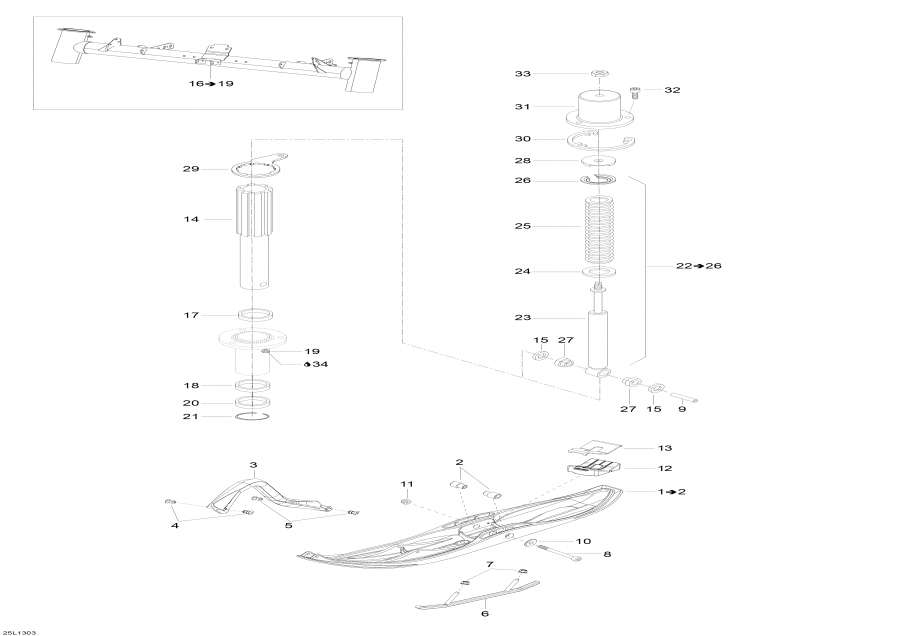 Snow mobile   - Front Suspension And Ski /    