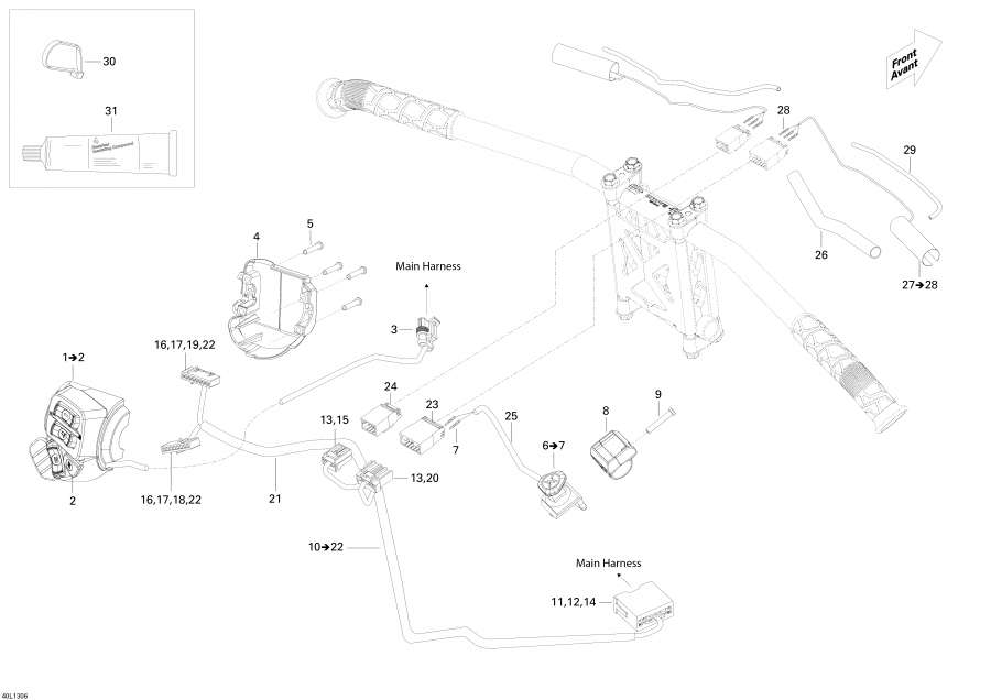 Snowmobile Lynx  - Steering Wiring Harness /   Wi  