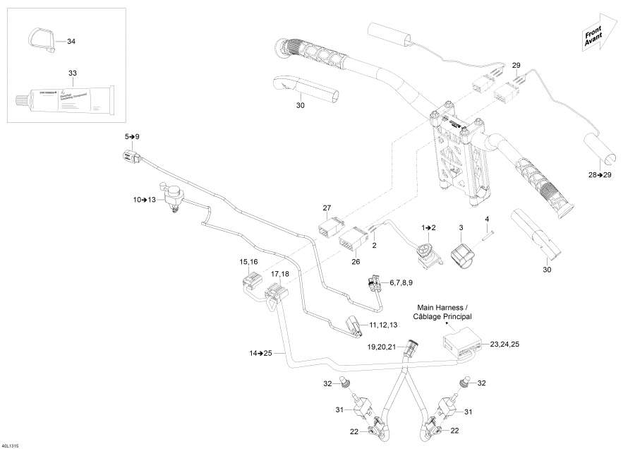 Snowmobile   - Steering Wiring Harness