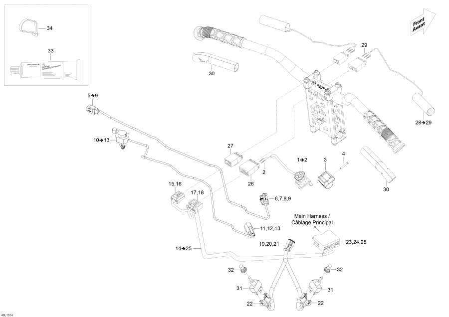 Snow mobile   -   Wi   - Steering Wiring Harness