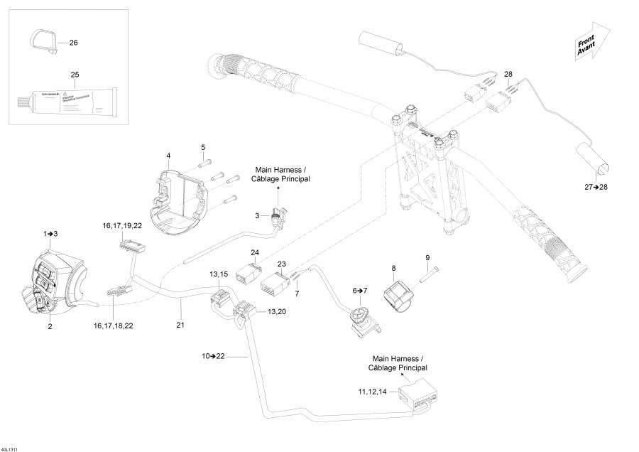 Snowmobile lynx  - Steering Wiring Harness -   Wi  