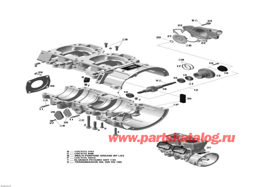 Snowmobile Lynx  - Crankcase And Water Pump -     