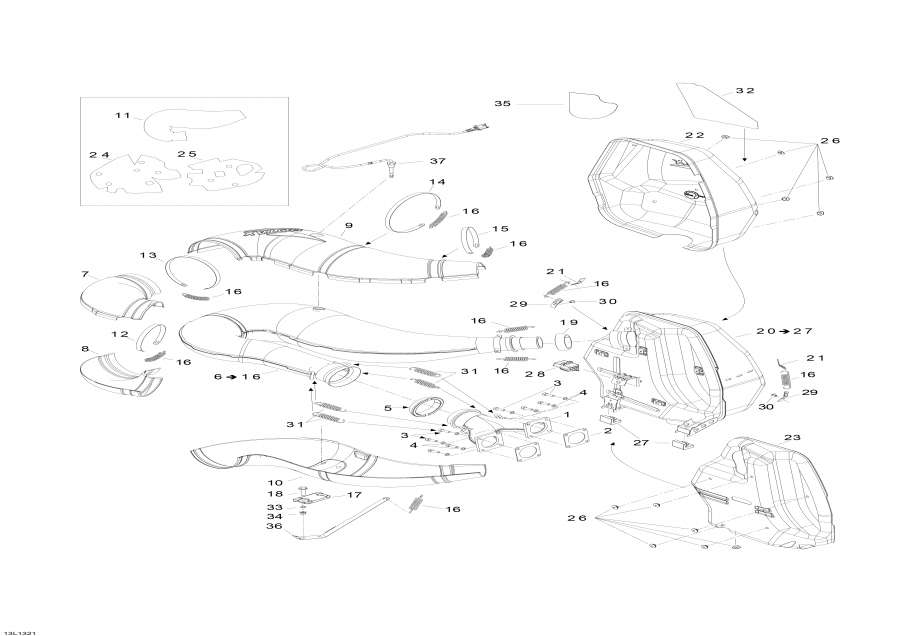 Snow mobile Lynx  - Exhaust System -  