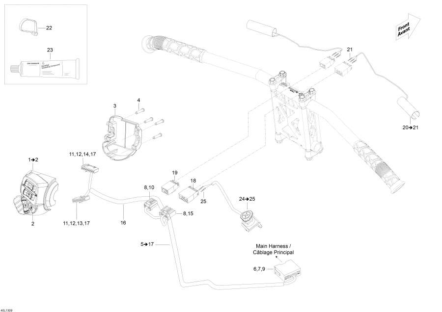 Snow mobile Lynx  - Steering Wiring Harness -   Wi  