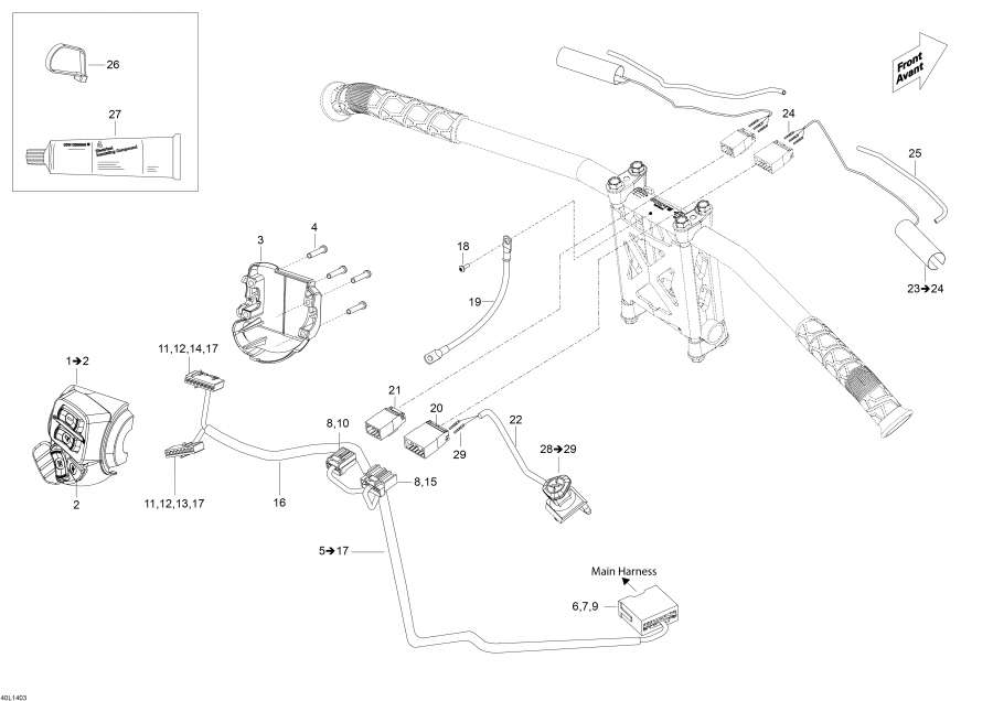 Snowmobile lynx  -   Wi   - Steering Wiring Harness