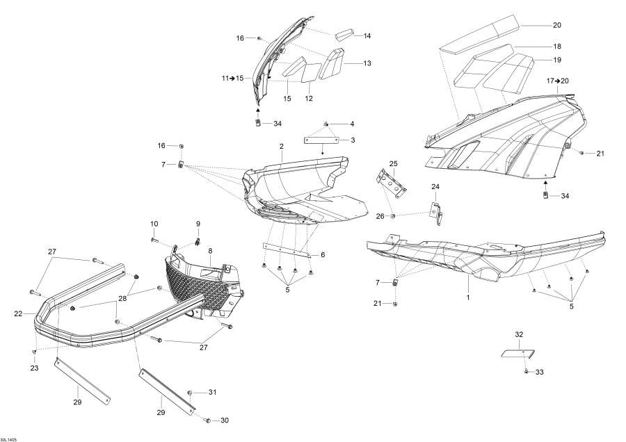 Snowmobile lynx  - Bottom Pan /  