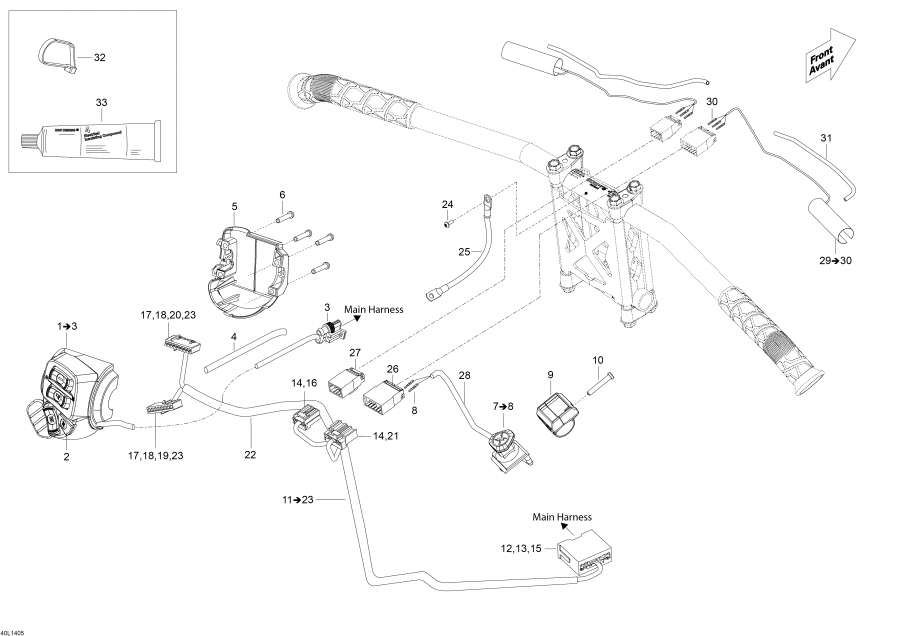 Snowmobile Lynx  - Steering Wiring Harness